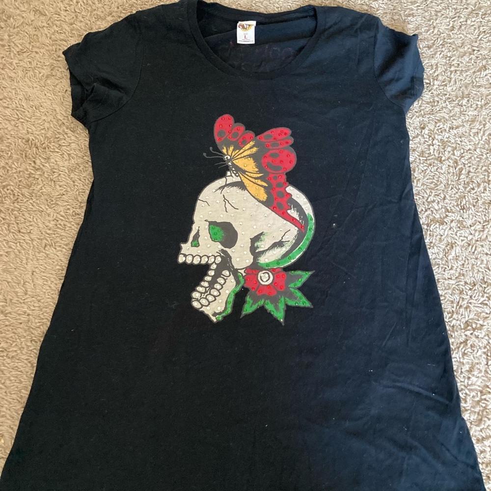 Ed Hardy black rhinestone T-shirt